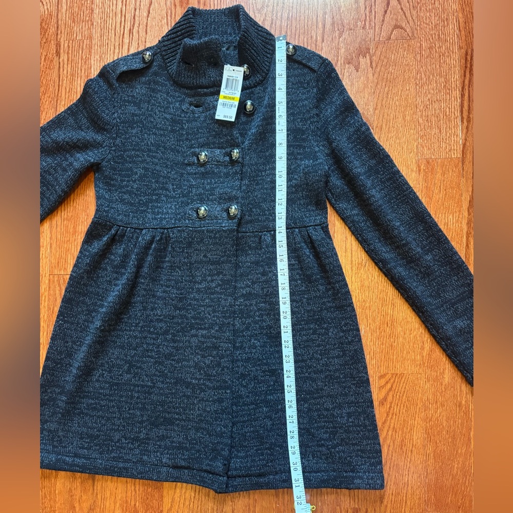 Style Co Cardigan Sweater Band Jacket Grey Double Breasted Military, medium - Picture 9 of 9